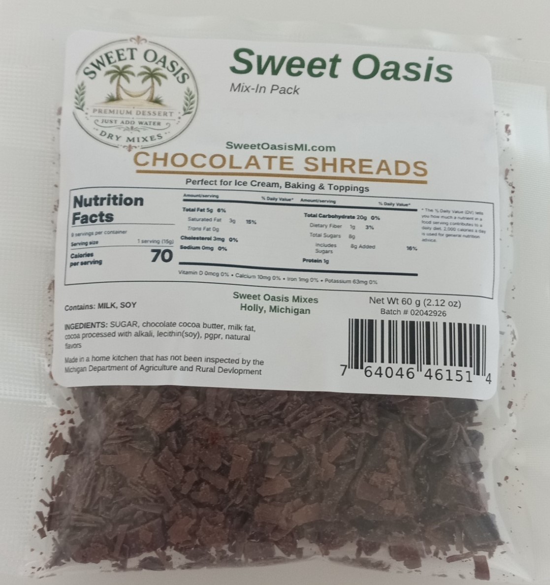 Sweet Oasis Chocolate Shreds Add-In Pack