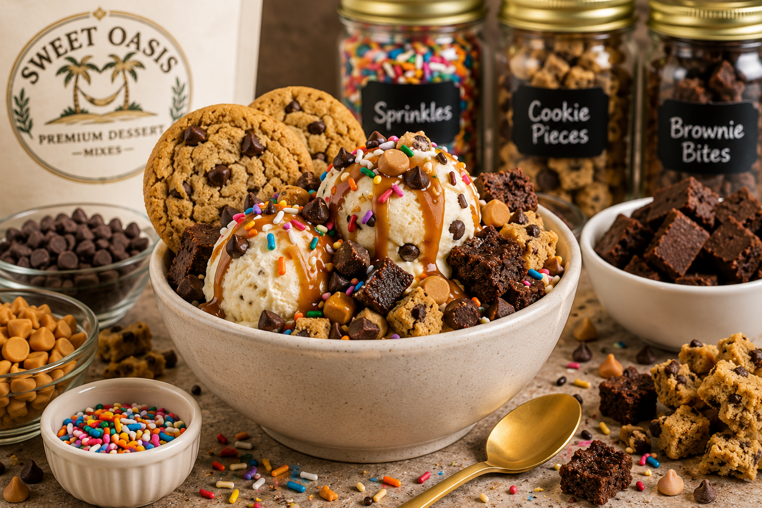 Customize Sweet Oasis dessert with cookies and ice cream